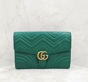 Gucci GG Marmont Green Matelassé Clutch 498079 142340483 [P]