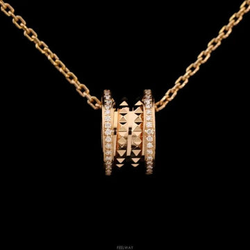 BULGARI 18k 360248 Bzero1 Lock Anhänger 18K Roségold Diamond Halskette 7525723642 128034006 [P]