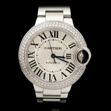 Cartier WE902035 Ballon Bleu Diamond Bezel White Gold 33MM 7742530739 147849240 [P]