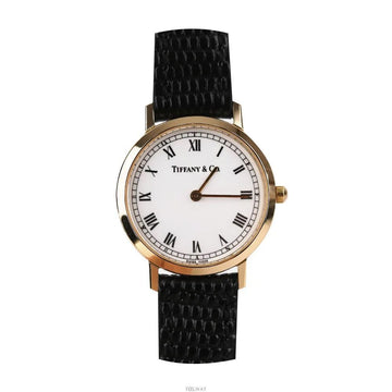 Tiffany & Co 18K Classic Round 18K Yellow Gold White Leather Black 7227386589 75684044 [P]