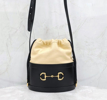 Gucci Horsebit Black Leather Bucket Shoulder Bag 602118 149310740 [P]