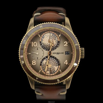 MONTBLANC ジオスフィア リミテッド エディション ブロンズ オートマティック レザー バンド 42MM 128504 149224716 [P]