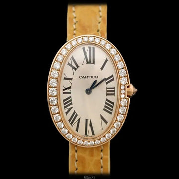 Cartier WB520004 Benoit Rose Gold Diamond-Bezel Leather Band Quartz Small 23.5MM 128461087 [P]
