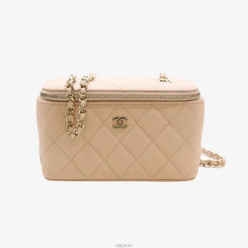 CHANEL コスメティックバニティミニピンクチェーンショルダークロスバッグ 7523296624 128033300 [P]