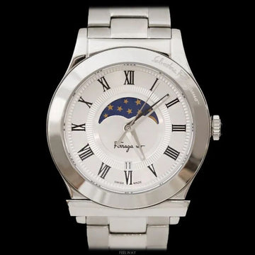 SALVATORE FERRAGAMO ムーンフェイズ スティール 38MM 7612076883 136021272 [P]