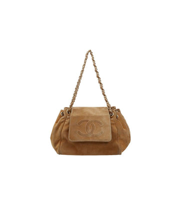 CHANEL Braune Wildleder-Akkordeon-Ketten-Schultertasche 64447 159646122 [P]