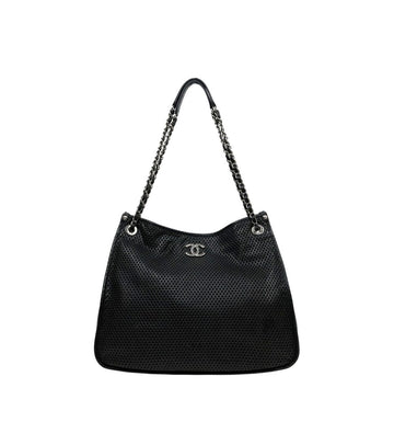 CHANEL Black Perforated CC Chain Shoulder Bag 66812 159646120 [P]