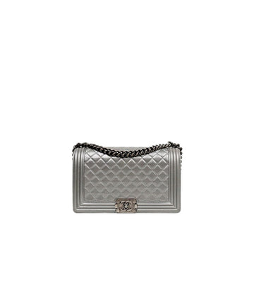 CHANEL Große Silberne Boy Schultertasche 67523 159646128 [P]