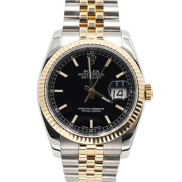 Rolex 116233 18K Gold Combo Datejust Black Dial 36mm Men's Watch aa66337 159646133 [P]