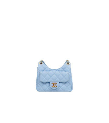 CHANEL Blue Small Caviar Crumpled Hobo Bag 66991 159646366 [P]