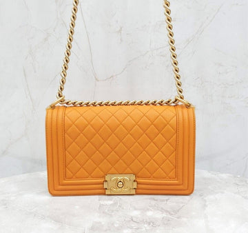 CHANEL Boy Bag Flap Bag Medium Lambskin Gold Tone 23 Series A67086 142036884 [P]