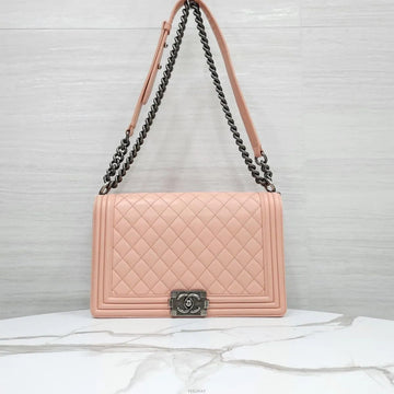 CHANEL Mittelgroße Klappe Tasche aus Lammleder in Rosa mit Silberbeschlägen A67086 159660814 [P]