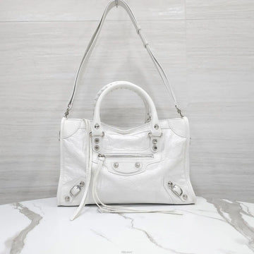 BALENCIAGA Stadt Tasche Klein Arena Lammleder Optik Weiß 811442 159661299 [P]
