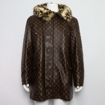 Louis Vuitton Monogram Leather Shearling Hood Men's Parka Jacket 1AIMZ1 159663107 [P]