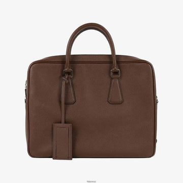 PRADA Saffiano Leder Aktentasche Kaffee OCC3QJP5 159663697 [P]