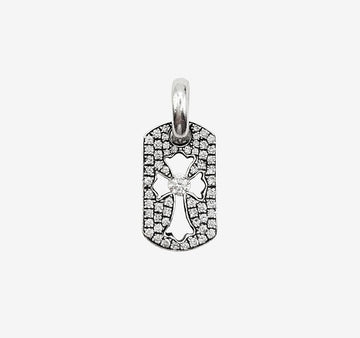 CHROME HEARTS Tiny Cut Out Dog Tag Pendant Pave Diamond Silver ZE1D7TKS 158125928 [P]