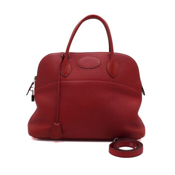 Hermes Red Leather Tote Bag with Silver Hardware Bolide 35 159693066 [P]
