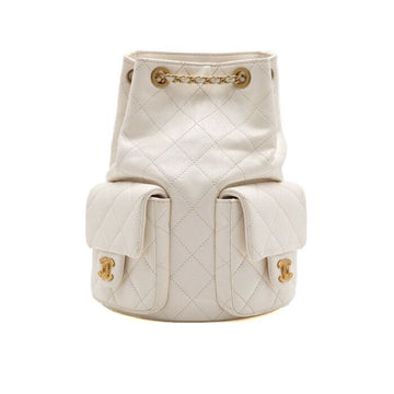 CHANEL Kreuzfahrt-Kollektion Rucksack aus Lammleder mit zwei Taschen in Weiß 25. Saison 2023 159693300 [P]