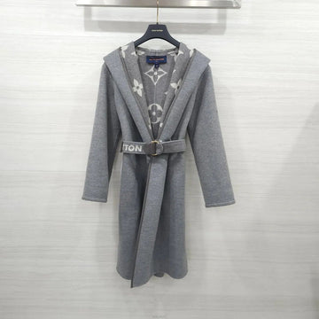 Louis Vuitton Gray Monogram Double-Face Hooded Wrap Coat 1A99K5 158377731 [P]