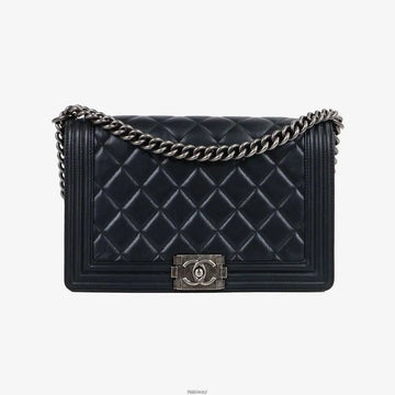 CHANEL Boy Flap Bag Large Black Vintage Silver 19 Series A92193 159715462 [P]