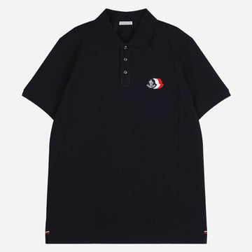 MONCLER 男性パッチロゴポロ半袖Tシャツ ネイビー 8A00012 89A16 77X 159718158 [P]