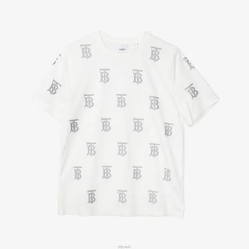 Burberry TB Monogram Print T-Shirt S Size White Cotton 4WQR2YD7 159749756 [P]
