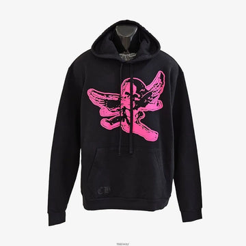 CHROME HEARTS Verwendeter rosa Fortune Logo Fleece Hoodie M Größe Schwarz F7DRBR0M 159750330 [P]