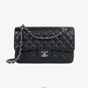 CHANEL Classic Flap Medium Black Silver Hardware 25 Series Caviar A01112 159750925 [P]
