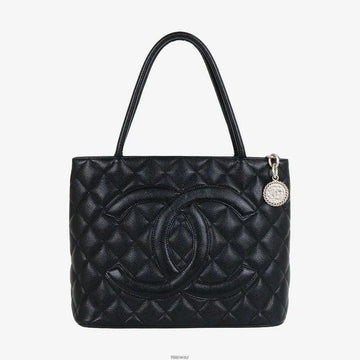 CHANEL Medallion Coin Purse Black Silver Caviar Vintage A01804 159751022 [P]