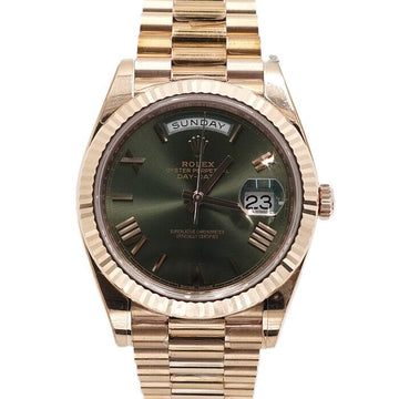 ROLEX 40mm Herren Uhr DAYDATE mit Olivgrün 228235 18K Everose Gold 159753403 [P]