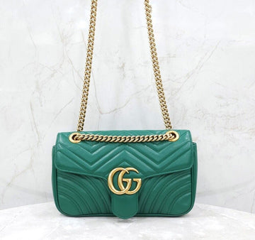 GUCCI マーモント グリーン マトラッセ ショルダーバッグ 443497 153292187 [P]