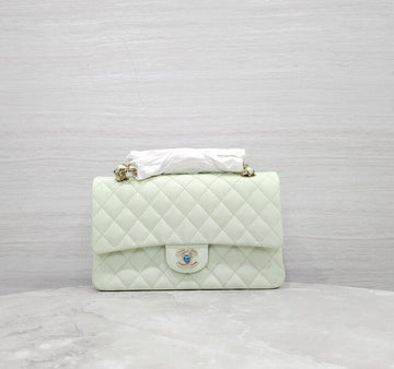 CHANEL Neue klassische mittlere Ketten-Clutch aus Caviar-Mint mit Champagnergold A01112 156743237 [P]