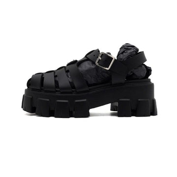 Prada Black Leather Triangle Logo Monolith Foam Rubber Women Sandals 1X853M 159760233 [P]
