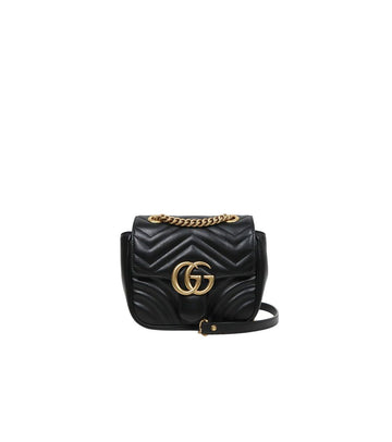 GUCCI Mini Schwarz Marmont Matelassé Schultertasche 67694 159798856 [P]