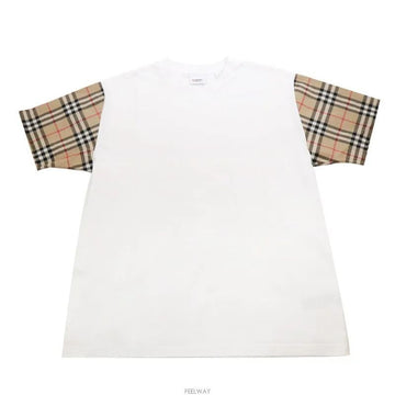 BURBERRY チェックスリーブ半袖Tシャツ ホワイト 8042716 107691484 [P]