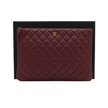 CHANEL Red Caviar Gold CC Classic Large Clutch Bag A82552 159886707 [P]