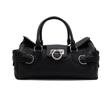 SALVATORE FERRAGAMO 21 5355 Schwarzes Kalbsleder Gancini Tote mit silbernem Beschlag aa67243 159886956 [P]