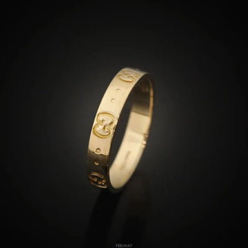 Gucci 18K Icon Ring Yellow Gold Size 17 4MM 7504091420 125542953 [P]