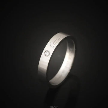 CARTIER C Ring Platin Diamant 1P 60 Größe 3MM 7525735189 128043719 [P]