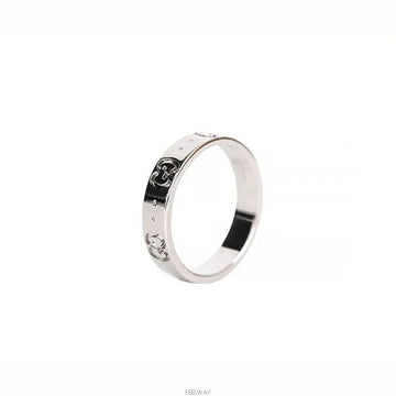 Gucci 18K Icon Ring White Gold Size 9 4MM 7241757885 75876021 [P]