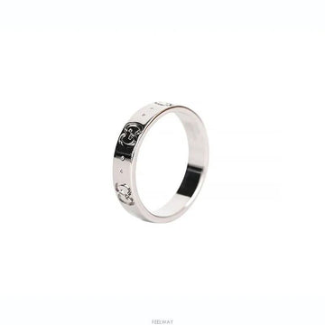 Gucci 18K Icon Ring White Gold Size 10 4MM 7241757284 75683691 [P]