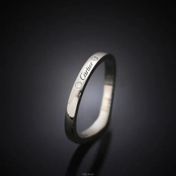 Cartier Ballerina Wedding Band Platinum Diamond 3P Size 48 2MM 7241677532 75683733 [P]