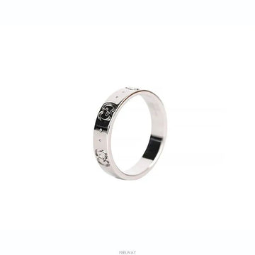 Gucci 18k Icon Ring 18K White Gold Size 10 4MM 7241763944 75683752 [P]
