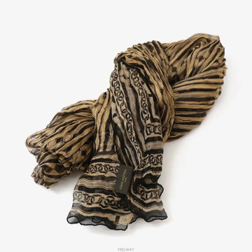 Louis Vuitton Brown Black Frill Scarf 9328340090 157665751 [P]