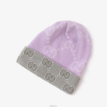 GUCCI Reversible GG Wollmütze Pink Grau L 732260 154407487 [P]