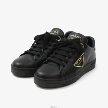 PRADA ロゴレザースニーカー ブラック 34反サイズ 9505766282 158372213 [P]