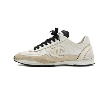 CHANEL G46372 Weiß Schwarz Kalbsleder Samt CC-Logo Damen Sneakers 67192 159898416 [P]