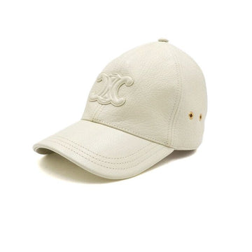 Celine White Calfskin Trionf Baseball Women's Cap 2AU1U0U19 159899093 [P]