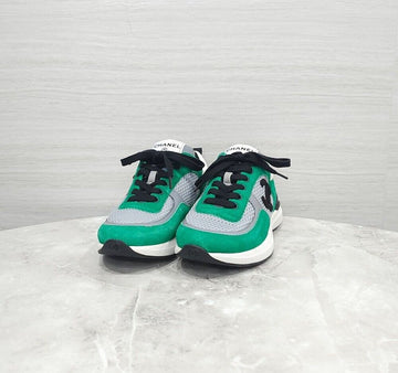 CHANEL Green CC Logo Tennis Sneakers G38800 156991190 [P]