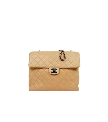 CHANEL Beige Lambskin Quilted Flap Shoulder Bag with Chain 67427 160059914 [P]